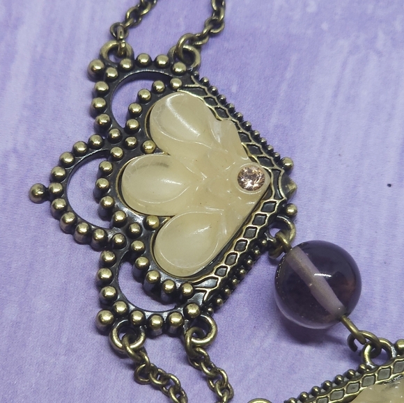 Jewelmint Vintage-Inspired Necklace with Cream and Brown Accents - Picture 4 of 7